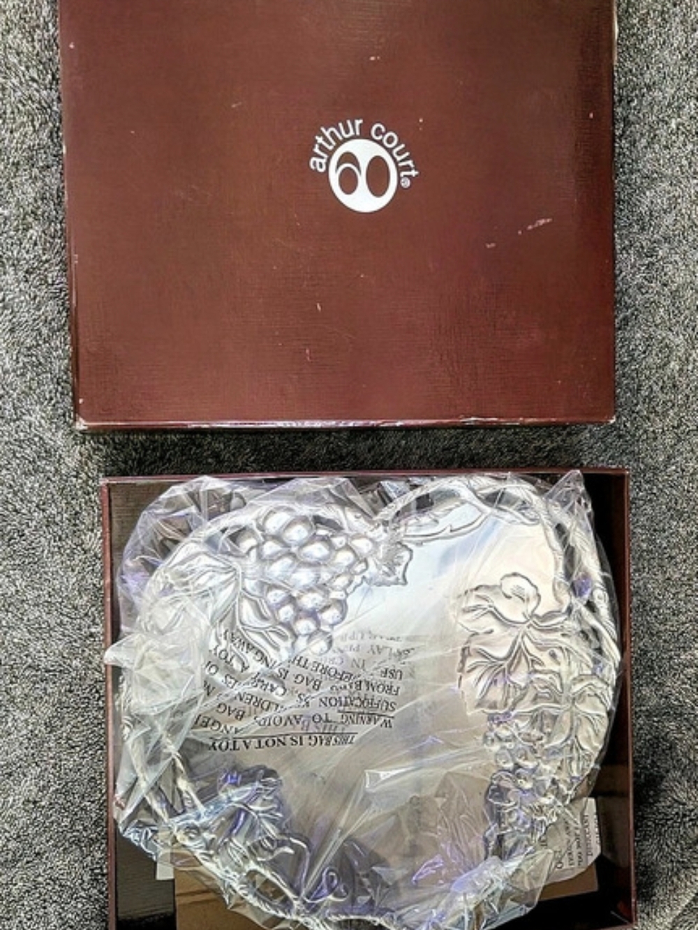 Arthur Court Grape Heart Coupe Silver New in Box